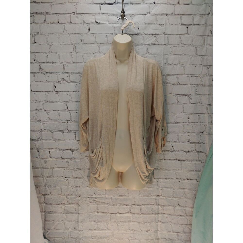Color Story Juniors Size Medium Oatmeal Open Cardigan.